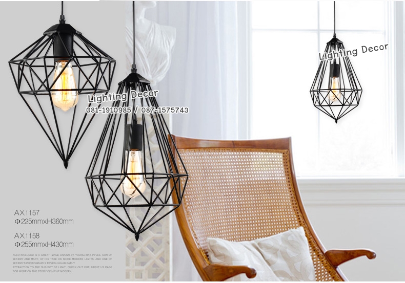 โคมไฟห้อยเพดาน รูปเพชร โคมไฟรูปหยดน้ำ