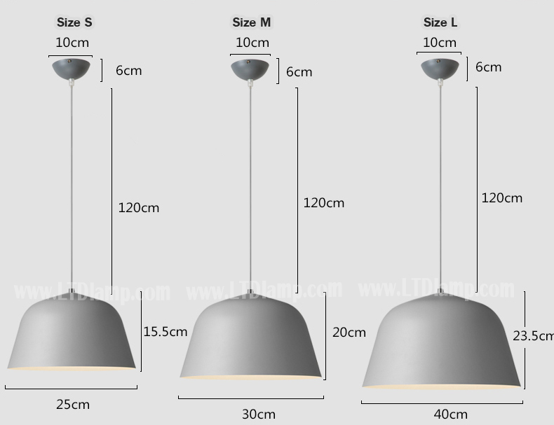 ขนาดโคมไฟพาสเทล