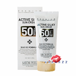 Medi-Peel Active Silky Sun Cream SPF50+ PA+++ 50mL ครีมกันแดดเมดิพีล เนื้อเนียนละเอียดซึมไว ไม่เหนอะ ปกป้องผิวพร้อมบำรุงด้วยส่วนผสมเปปไทด์