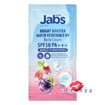 (ฟ้า Cream 10mL x 6 ซอง) Jabs Bright Booster Water Resistance UV Body Cream SPF50 PA+++ 10mL x 6 ซอง แจ๊บส์ โลชั่นกันแดดบำรุงผิวกาย สูตรกันน้ำ