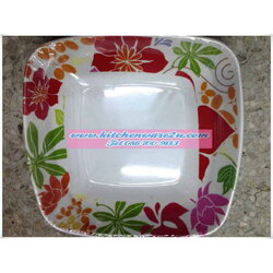 P06499 จานเหลี่ยม 8 นิ้ว ทรงลึก 1 นิ้ว พิมพ์ลาย ขายดีมาก (ราคาส่งต่อ 1 ลัง : 12 โหล: 144 ใบ:เฉลี่ย 200 บต่อโหล)