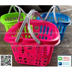 P02517 ตะกร้าหูหิ้ว สีหวาน (20*20*15 cm) สดใส Pastel ราคาต่อโหล (คลิ๊กที่สินค้าเพื่อดูรายละเอียด)
