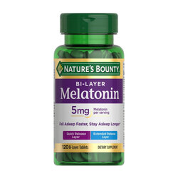 ผลิตภัณฑ์เสริมการนอนหลับสำหรับผู้ใหญ่ NATURE'S BOUNTY Bi-Layer Melatonin 5mg (120 Tablets)