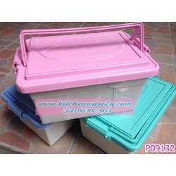 P09132 กล่องหูหิ้ว ฝาสีหวาน ตัวสีขาวนม ราคาส่งต่อ 1 โหล: 12 ใบ