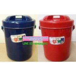 P09971 กระติกกลม 2 ลิตร สีแดง+น้ำเงิน (18.5*18.5*20.5 cm) เกรดเอ Micro M2DD (ราคาส่งต่อ 12 ใบ:เฉลี่ย 50 บต่อใบ)