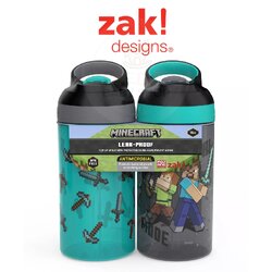 กระติกน้ำพร้อมหลอดดื่มสำหรับเด็ก Zak! Minecraft 16 Oz. Water Bottle (2-Pack)