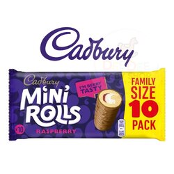 มินิโรลรสช็อคโกแล็ตสอดไส้ราสเบอร์รี่ Cadbury Mini Rolls - Raspberry (Family Size)