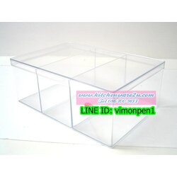 P09774 กล่องเหลี่ยม แบ่ง 3 ช่อง ใสปิ๊ง (กว้าง 12 ยาว 21 สูง 9 ซม) No.403-3 (ราคาส่งต่อ 1 โหล:12 ใบ:เฉลี่ย 85 บต่อใบ)