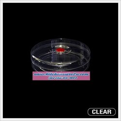 P07242 กล่องกลมใส พลาสติกแข็ง จุกสี ใสปิ๊ง จุ 1300 ml (21.5*21.5*6 cm) No.228 ราคาส่งต่อ 1 โหล: 12 ใบ