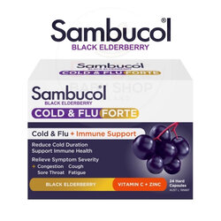 วิตามินบรรเทาอาการหวัดและไข้หวัดพร้อมเสริมภูมิคุ้มกัน Sambucol Black Elderberry Cold & Flu FORTE