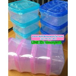 P04436 กล่องเหลี่ยมพลาสติกเล็ก (6*6*3.5 cm ต่อใบ) แพค 4 ใบ เกรดเอ ราคาส่งต่อโหล: 12 แพค/48ใบ