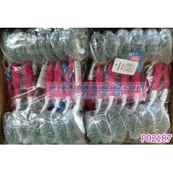 P02187 แปรงฝอยเหล็กด้ามจับ ราคาส่งต่อ 1 โหล:12 อัน