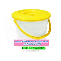 P05747 ถังใส่สังฆทาน 5 แกลอน พร้อมฝาเหลือง (เส้นผ่านศูนย์กลาง 32 x 31.5 ซม.) เกรดเอ No.135 (ราคาส่งต่อ 1 โหล: 12 ใบ)