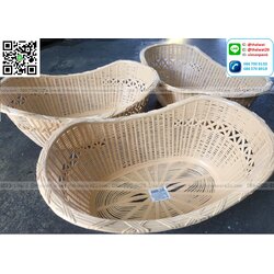 P09305 ตะกร้าหวายทรงเรือยอร์ช No.K-1008 ยกมัด ประหยัดกว่า (ราคาส่งต่อ 18 โหล:216 ใบ:เฉลี่ย 170 บต่อโหล)