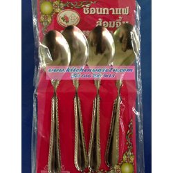 P07398 ช้อนกาแฟ สแตนเลส แพค 4 อัน แผงชมพู (ราคาส่งต่อ 12 แพค)