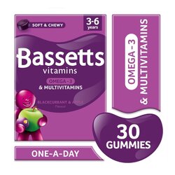 กัมมี่โอเมก้า 3 ผสมวิตามินรวมสำหรับเด็ก Bassetts Vitamins Omega-3 & Multivitamins Gummies for 3-6 Years
