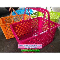 P10197 ตะกร้าเหลี่ยมหูหิ้วเอนกประสงค์ (26*19*14 cm) สีสวย เกรดเอ No.9 ราคาส่งต่อ 1 โหล:12 ใบ:(210 บต่อโหล ขายส่งทุกอย่าง 20 บาท