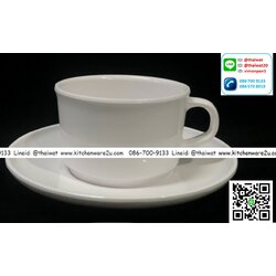 P08867 ชุดกาแฟพร้อมถาดรอง 6 นิ้ว สีพื้น เมลามีนแท้ Flowerwareเครือซูปเปอร์แวร์ No.CP7001-6 (ราคาส่งต่อ 12 ชุด:เฉลี่ย 70 บ/ชุด)