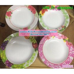 P09591 จานเมลามีน 9 นิ้ว หนา ลายใหม่ (ราคาส่งต่อ 1 โหล:12 ใบ)