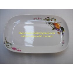 P00050 จานสี่เหลี่ยมผืนผ้ายาวเมลามีน (ราคาต่อโหล)