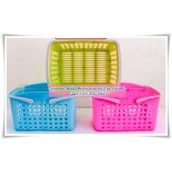 P06918 ตะกร้าหูหิ้ว (กว้าง 21 ยาว 31 สูง 16 cm) สีหวาน 9201 เกรดเอ (ราคาส่งต่อ 12 โหล: 144 ใบ:เฉลี่ย 195 บาท/โหล)