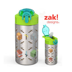 กระติกน้ำสเตนเลสพร้อมหลอดดื่ม Zak! Minecraft Creepers 16 Oz. Stainless Steel Water Bottle