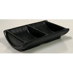 P10748 ถ้วยน้ำจิ้มแบ่ง 2 ช่อง ยาว 4.75 นิ้ว เมลามีนแท้ สีดำด้าน No.B3303-4.75 (ราคาส่งต่อ 12 อัน :เฉลี่ย 30 บ/อัน)