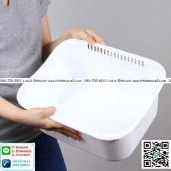 P01455 กะละมังเหลี่ยม 9 ลิตร (29.7 x 34.7 x 14.7 ซม.) เกรดเอ No.3035 ราคาขายส่ง 1 โหล : 12 ใบ : เฉลี่ย 60 บต่อใบ