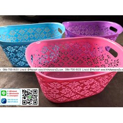 P06195 ตะกร้าทรงเปล ลายฉลุ (26*36*16 cm) No.87-T (ราคาส่งต่อ 1 โหล :12 ใบ)