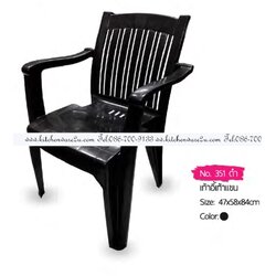 P10506 เก้าอี้พนักพิง (47*58*84 ซม.) สีดำ รุ่นประหยัด No.351ดำ (ราคาส่งต่อ 12 ตัว: เฉลี่ย 120 บ/แพค)