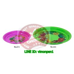 P02340 ถาดกลม พิมพ์ลาย 25 ซม. No.201 สีหวาน (ราคาส่งต่อ 1 โหล:เฉลี่ยใบละ 8 บาท)