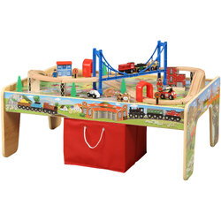 โต๊ะกิจกรรมเอนกประสงค์พร้อมชุดโมเดลรถไฟ Maxim 50-Piece Train Set with 2-in-1 Activity Table