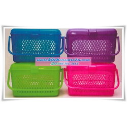 P06919 ตะกร้าหูหิ้ว มีฝาปิด (22*15*15 cm) สีเจ็บ ขายดีมาก 808 (ราคาส่งต่อ 12 โหล: 144 ใบ:เฉลี่ย 200 บาท/โหล)