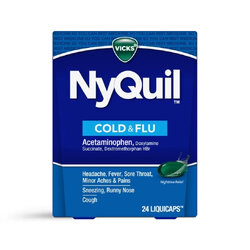 ยาบรรเทาอาการหวัดและไข้หวัดสำหรับช่วงกลางคืน Vicks NyQuil Cold & Flu Nighttime Relief (24 LiquiCaps)