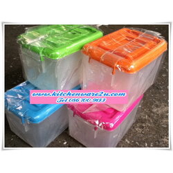 P00348 กล่องเอนกประสงค์ หูหิ้ว (วัดขอบนอกสุดถึงหูล๊อค 20*28*19 cm) ดีไซน์ใหม่ (ราคาส่งต่อ 1 โหล: 12 ใบ)