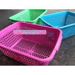 P09726 ตะแกรงเหลี่ยม ทรงลึก (35*45*17.5 cm) สีหวาน No.7049 (ราคาส่งต่อ 6 โหล: 72 ใบ:เฉลี่ย 230 บ/โหล)