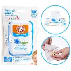 กระดาษเปียกสำหรับทำความสะอาดจุกนม จุกหลอก ยางกัด Munchkin Arm & Hammer Pacifier Wipes