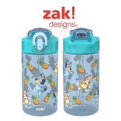 กระติกน้ำพร้อมหลอดดื่มสำหรับเด็ก Zak! Bluey 16 Oz. Reusable Water Bottle with Straw (Blue)