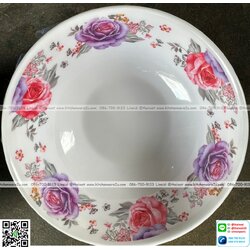 P05244 ชามเมลามีน 8 นิ้ว อย่างหนา ลายใหม่ สวย (ราคาส่งต่อ 12 ใบ)