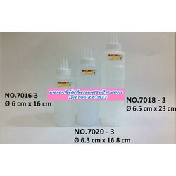 P07689 ขวดซ๊อส 3 ยอด สีขาว ดีไซน์ใหม่ กลาง (6.3*6.3*16.8 cm) 7020-3 ราคาส่งต่อ 12 โหล : 144 ใบ:เฉลีย 165 บาทต่อโหล