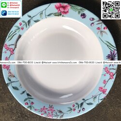 P04461 จานเมลามีน 9 นิ้ว ลายใหม่ หนา ขายดี ราคาส่งต่อโหล: 12 ใบ