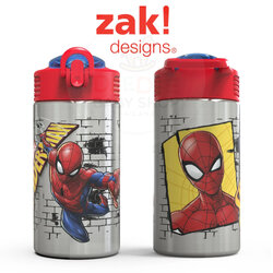 กระติกน้ำสเตนเลสพร้อมหลอดดื่ม Zak! Spider-Man 16 Oz. Stainless Steel Water Bottle (Classic)