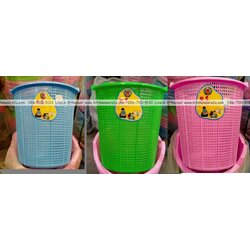 P12569 ตะกร้ากลมเอนกประสงค์ (กว้าง 43* ยาว 43* สูง 45.0 cm) สีหวาน No.29A (ราคาส่งต่อ 12 ใบ: เฉลี่ย 55 บต่อใบ)