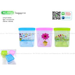 P06223 ขวดโหลใสปิ๊ง (11*11*15 cm) พิมพ์ลาย No.4001 (ราคาส่งต่อ 8 โหล: 96 ใบ:เฉลี่ย 200บต่อโหล)