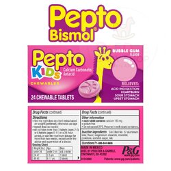 เม็ดเคี้ยวบรรเทาอาหารไม่ย่อยและกรดไหลย้อนสำหรับเด็ก Pepto-Bismol KIDS Antacid Chewables