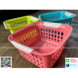 P06209 ตะกร้าเหลี่ยมขอบขาว (19*19*10 cm) เกรดเอ No.107 (ราคาส่งต่อ 1 มัด: 18 โหล: 216 ใบ : เฉลี่ย 100 บต่อโหล)