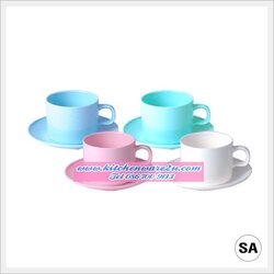 P06125 ชุดกาแฟ จานรอง+ถ้วย เกรดเอ (13 x 13 x 6 cm)สีสวย 255+AS (ราคาส่งต่อ 12โหล:144 ใบ:เฉลี่ย 15 บ/ชุด)
