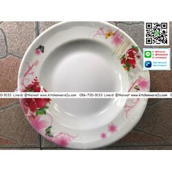 P04861 จานเมลามีน 9 นิ้ว ลายใหม่ หนา ราคาส่งต่อ 1 โหล : 12 ใบ