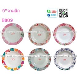 P02191 จานเมลามีน 9 นิ้ว หนา ราคาขายส่งต่อ 12 โหล: เฉลี่ย 200 บต่อโหล