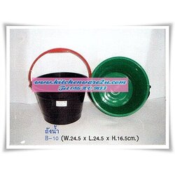 P06944 ถังหูหิ้ว B-10 ดำ (24.5*24.5*16.5 cm) (ราคาส่งต่อ 12 โหล: 144 ใบ:เฉลี่ย 150 บาท/โหล)